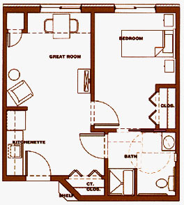 Assisted living one bedroom layout